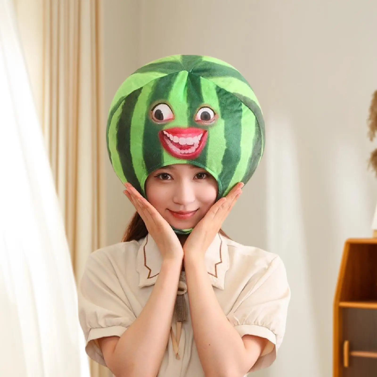 Plush Headgear Watermelon Hat Party Funny for Women Girls Winter Warm Hat