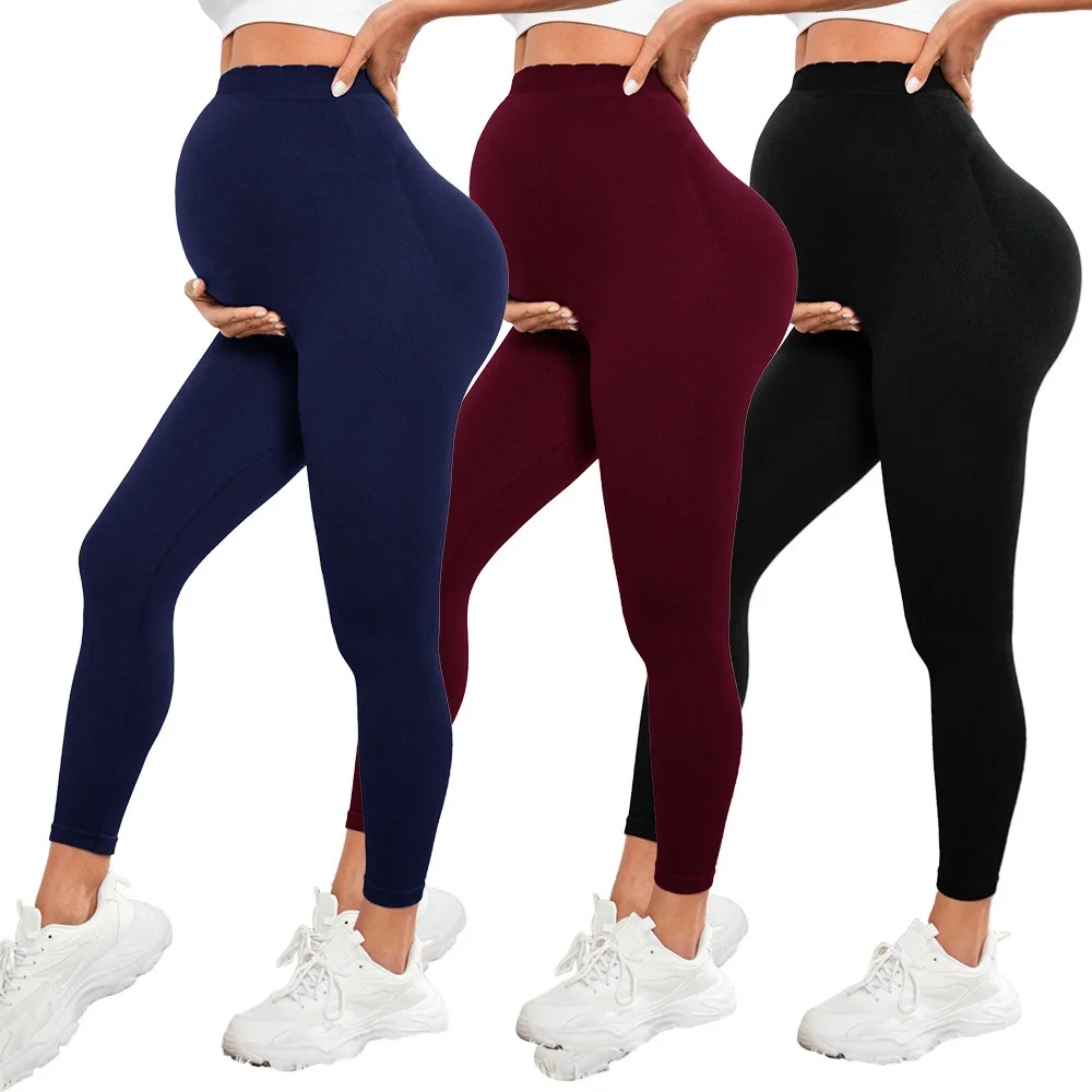 High Waist Pregnancy Leggings Women Maternity Clothes for Pregnant  Belly Support Knitted Leggins Active Wear Workout Yoga Tight
