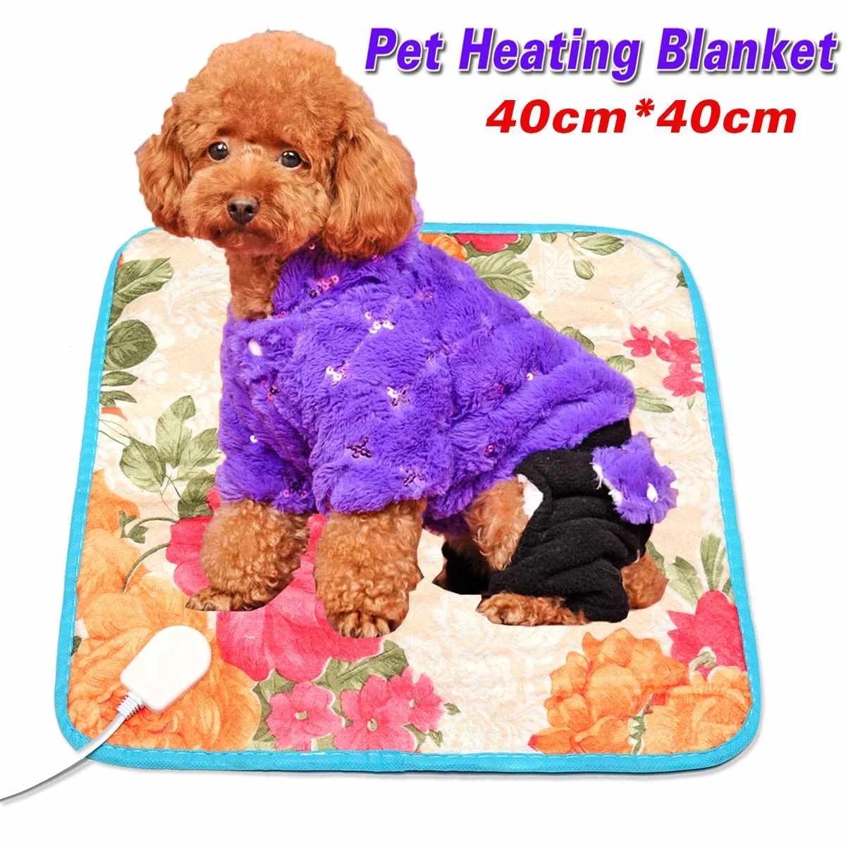 40x40cm 18W Dog Cat Electric Heat Pad Temperature Adjustable Pet Bed Blanket Puppy Bunny Heater Mat Autumn Winter Cushion