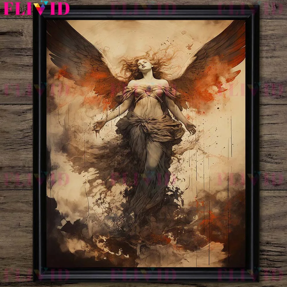 Angel And Pegasus Fantasy Vintage Wall Art Canvas Painting Dark Fairy  Tale Creatures Art Poster And Print Home Decor Unframed