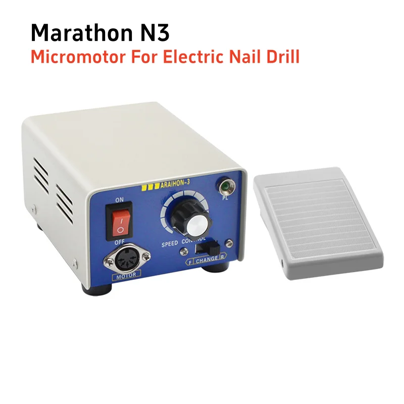 65W MARATHON Micromotor Machine N3 Power Control Box For 35000RPM 45K Nail Dilll Handpiece Electric Polishing Manicure Equipment