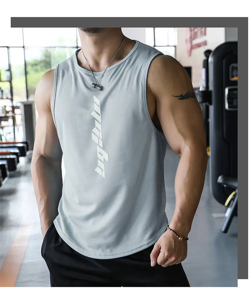 2024 New Fitness Sports Tank Tops Men Gyms Workout Sleeveles Shirt Male Summer Loose Undershirt basketball Running men's Vest