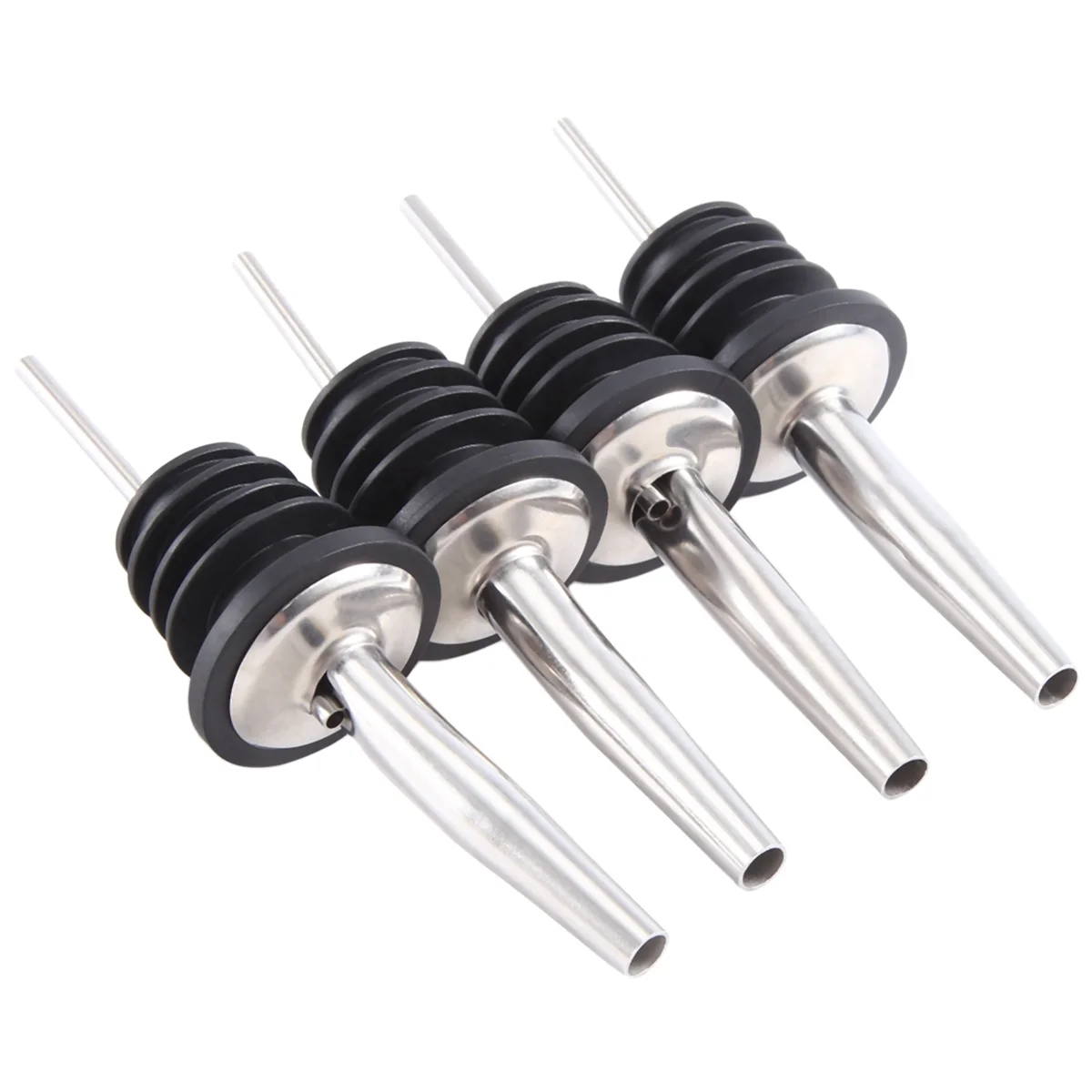 

4Pcs Stainless Steel Whisky Liquor Oil Wine Bottle Pourer Cap Spout Stopper Mouth Dispenser Bartender Home Bar Party Accessories