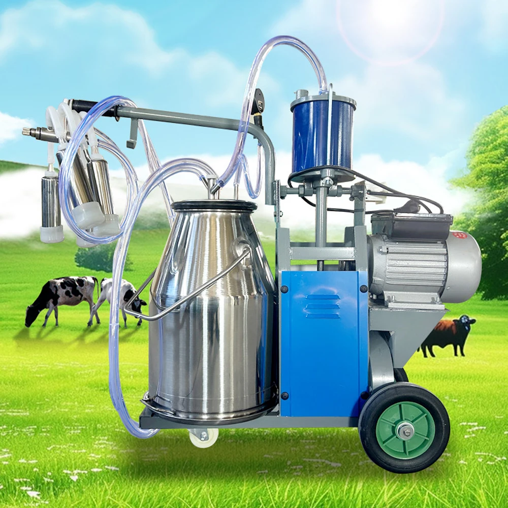 Adjustable Piston Vacuum Milking Machine 64 Times/Min Pulse 25L Bucket Milker For Cow Sheep 1440rpm Farm Milking Tool