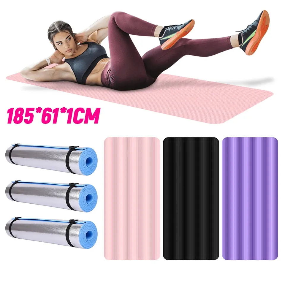  Yoga Mat Non Slip Exercise Mat Thick Solid Color Fitness Mat Yoga Workout Mat Multi-Function for Home Gym 