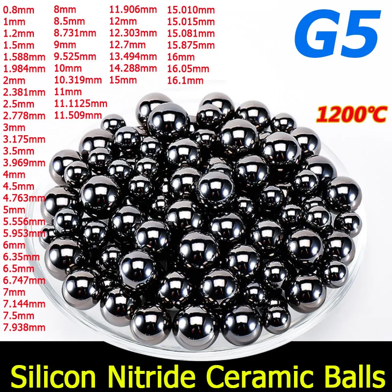 

1-50pcs Silicon Nitride Si3N4 Ceramic Bearing Balls G5 Diameter 0.8/1/1.2/1.5/1.588/2/2.381/2.5/2.778/3/3.175/3.5/4/4.5~16.1mm