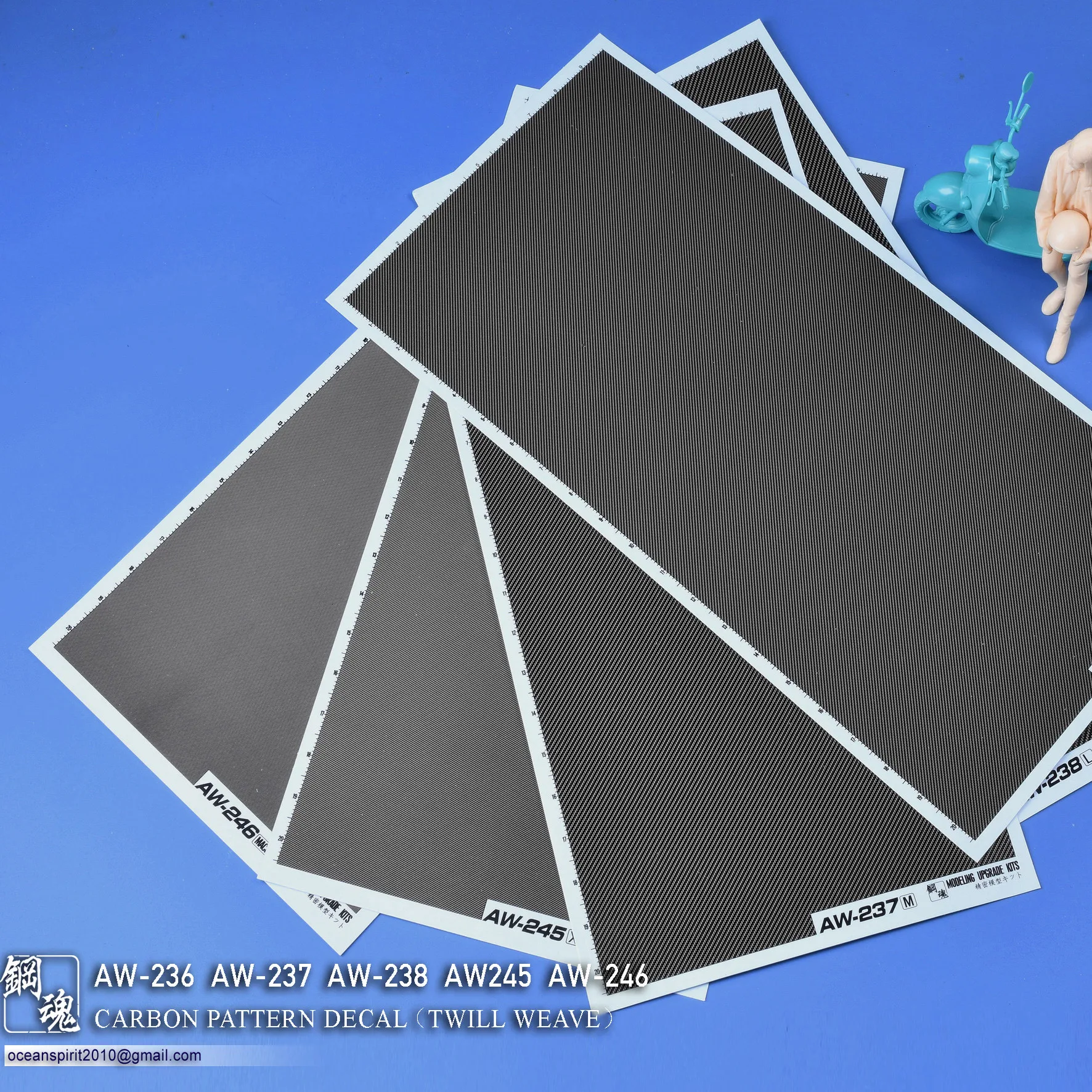 Carbon Fiber Water Sticker Diagonal Type AW-236/237/238/245/246 A.W Steel Soul 3D Printer Parts