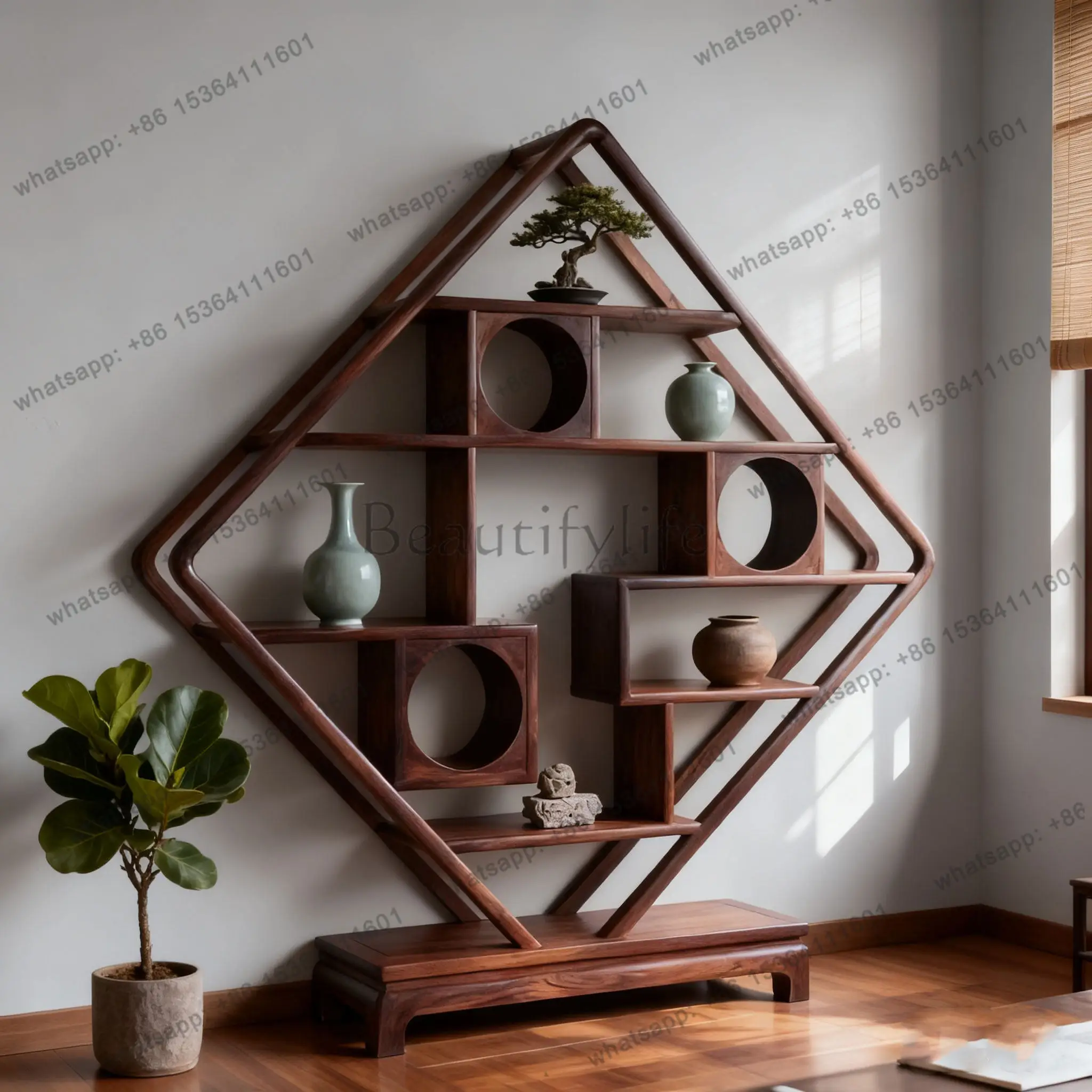 

2026 new black walnut ash wood office hotel villa bookcase