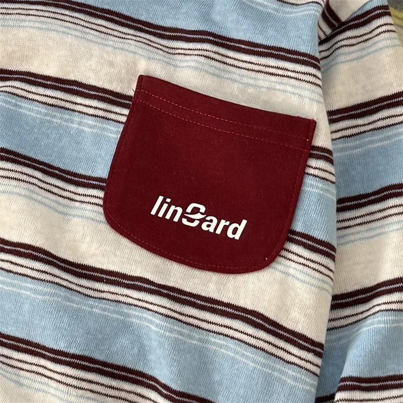 Kinder Langarm-T-Shirt Neues Retro-Streifen-Baumwollhemd Frühling Herbst Lässiges Oberteil mit Tasche für Baby Kleinkind Jungen Mädchen – Detail 3