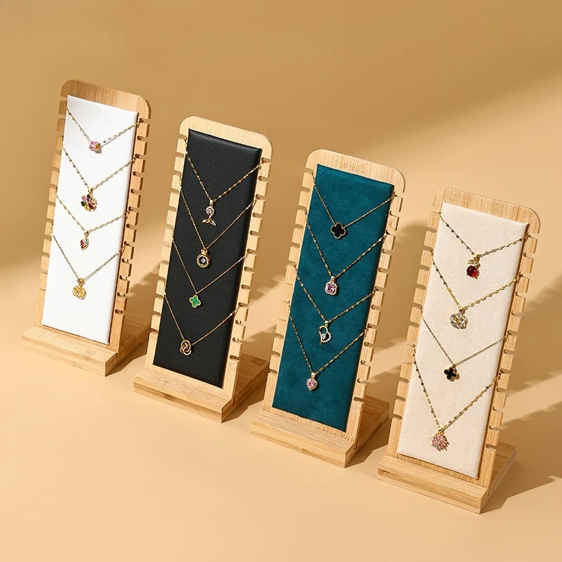 

1PC Bamboo Vertical Jewelry Necklace Display Stand, Suitable for Jewelry Display Sales and Family Necklace Display.