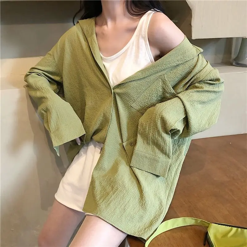 

2022 new summer breathable chiffon sun protection coat WOMEN'S fashionable ins shirt Korean style loose thin shirt