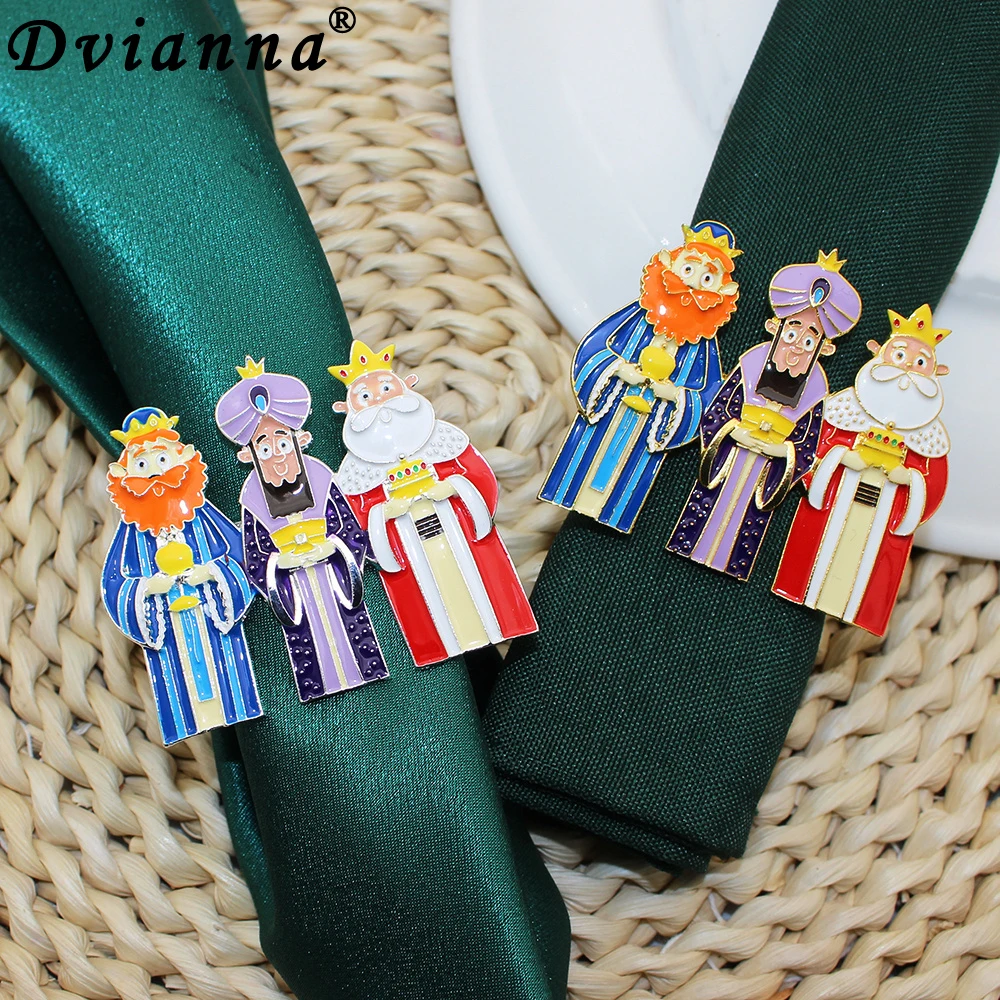 1Pcs Dvianna Napkin Rings Christmas Three Wise Men Napkin Rings for Baby Shower Christmas Home Dinner Table Decor HWH89