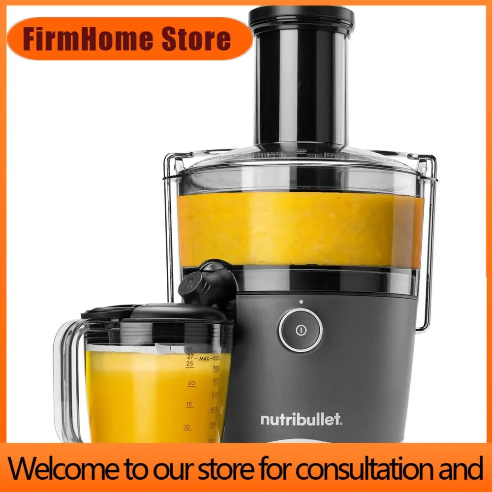 FirmHome Store800W Large Feed Chute Juicer, Whole Fruits & Veggies, 27oz Pitcher, 0.5L BPA-Free Container, Dual Speeds, Gray