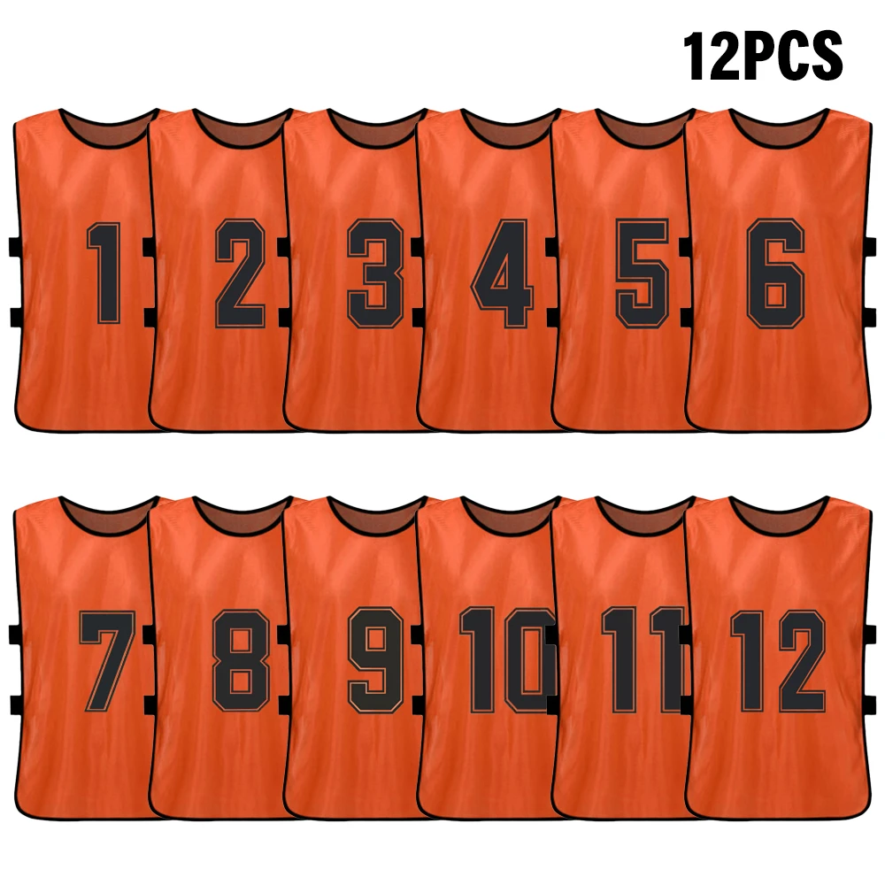 6/12 PCS Kid's Football Pinnies Quick Drying Soccer Jerseys Youth Sports Basketball Team Training Numbered Bibs Sports Vest 2022