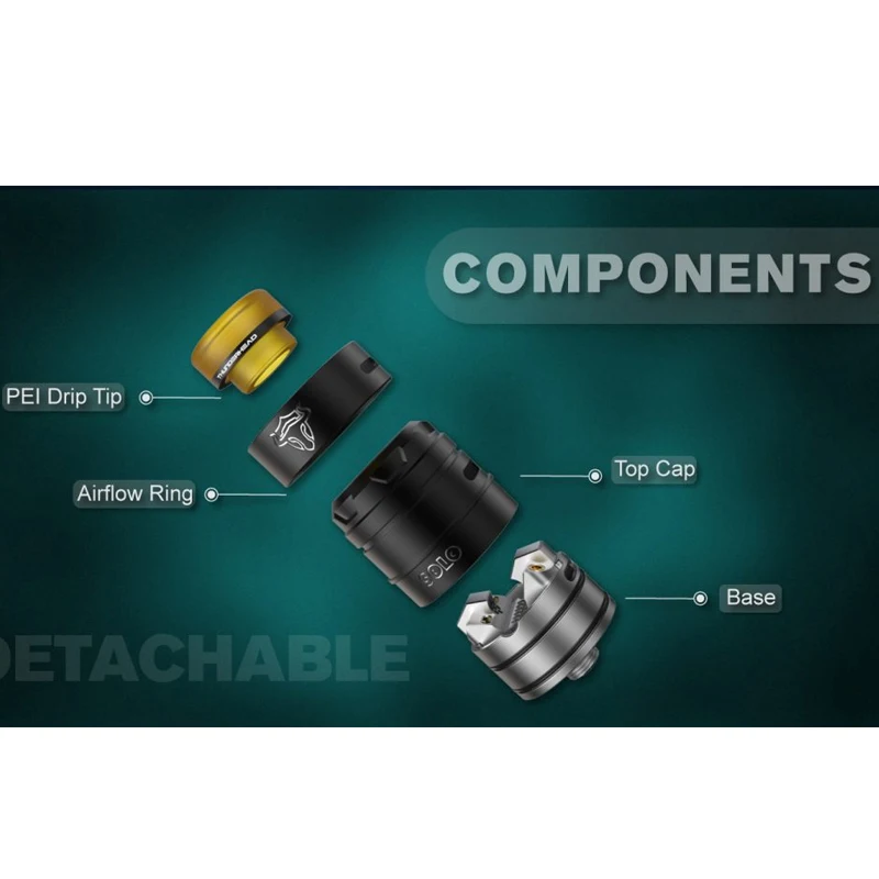 Atomiseur Original ThunderHead Creations Tauren Solo RDA V1.5, 24mm de diamètre, pointe d'égouttement 810, bobine unique pour Vape MOD à filetage 510