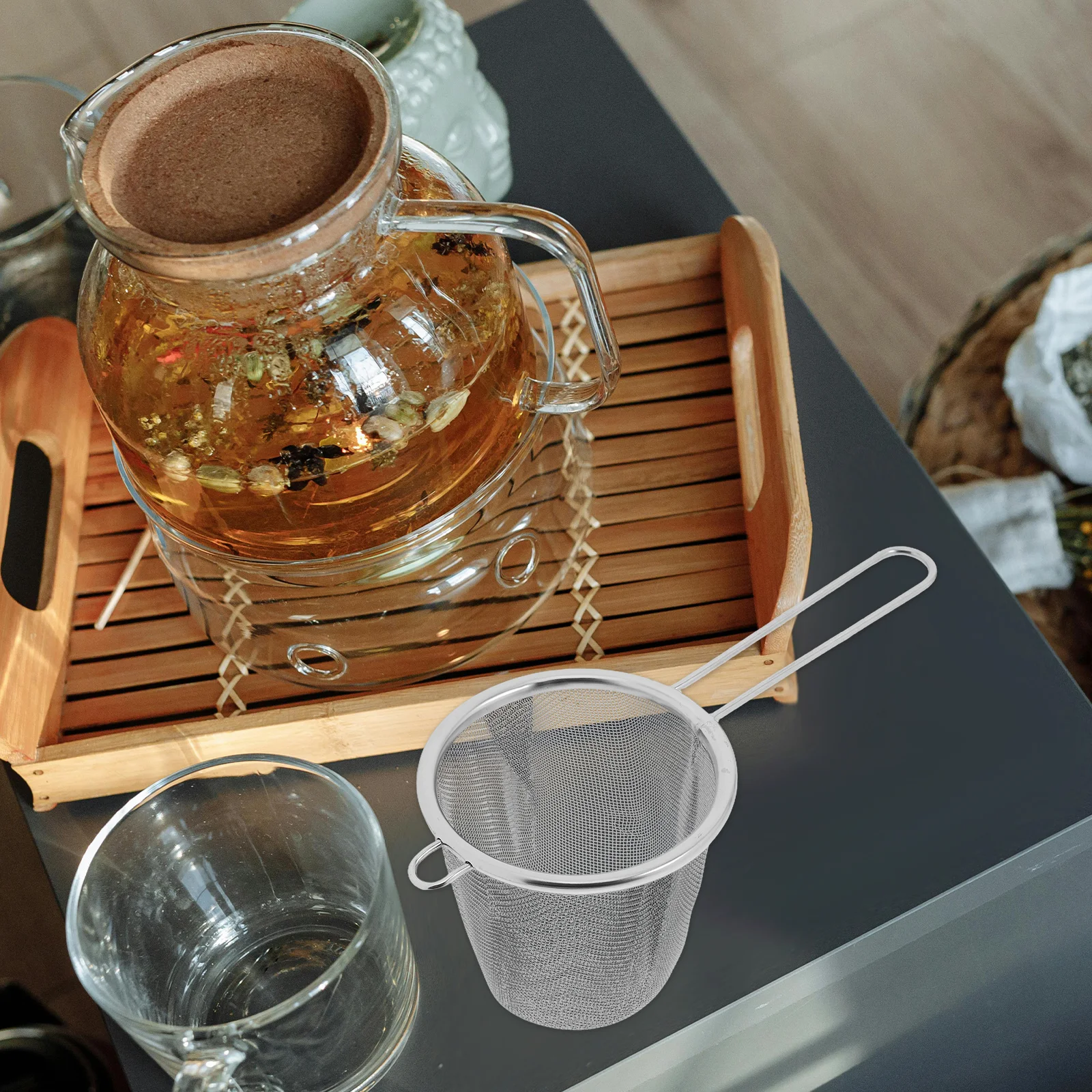 

Stainless Steel Tea Strainer Fine Mesh Filter For Loose Leaf Tea Hot Proof Deep Brewing Basket Handle Infuser Mug Teapot