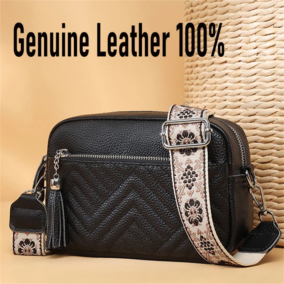 

Genuine Leather Women's Shoulder Bags Luxury Cowhide Crossbody Bags Fashion Designer Female Handbag And Purse Commuting Sac