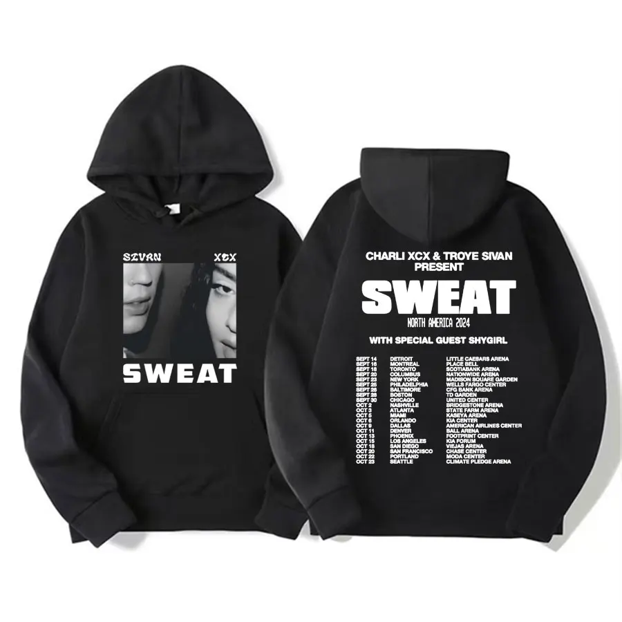 Troye and Charli XCX Sweat 2024 Mirada Tour Hoodies Men Women Harajuku Style Hip Hop Punk Sweatshirt Oversized Hoodie Streetwear