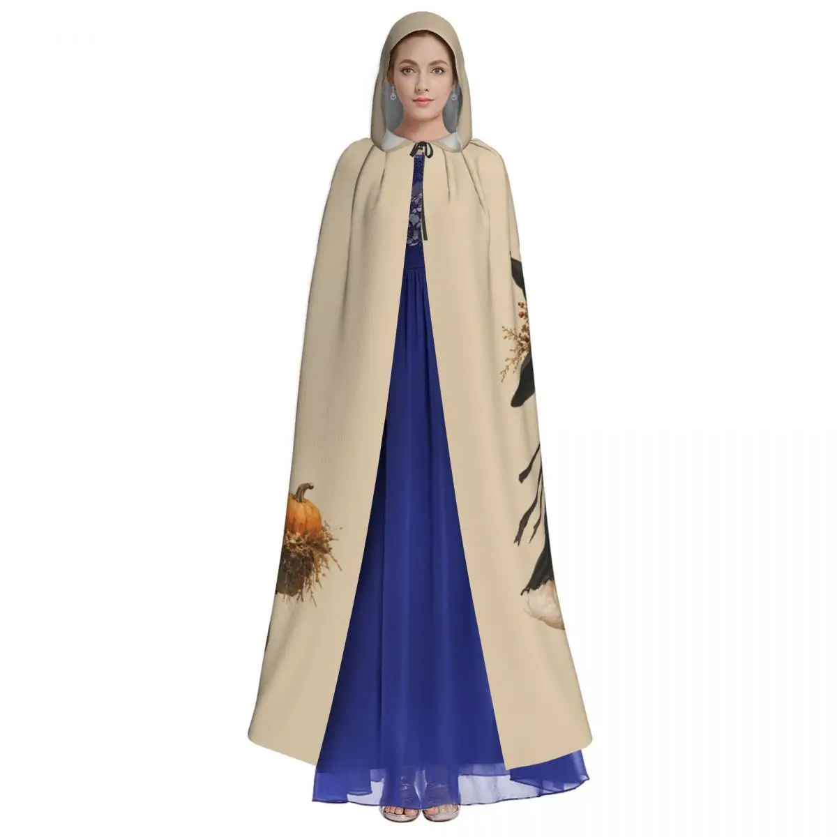 Spooky Goose Halloween Funny Cosplay Cloak Pumpkin Bats Hooded Cape for Aldult
