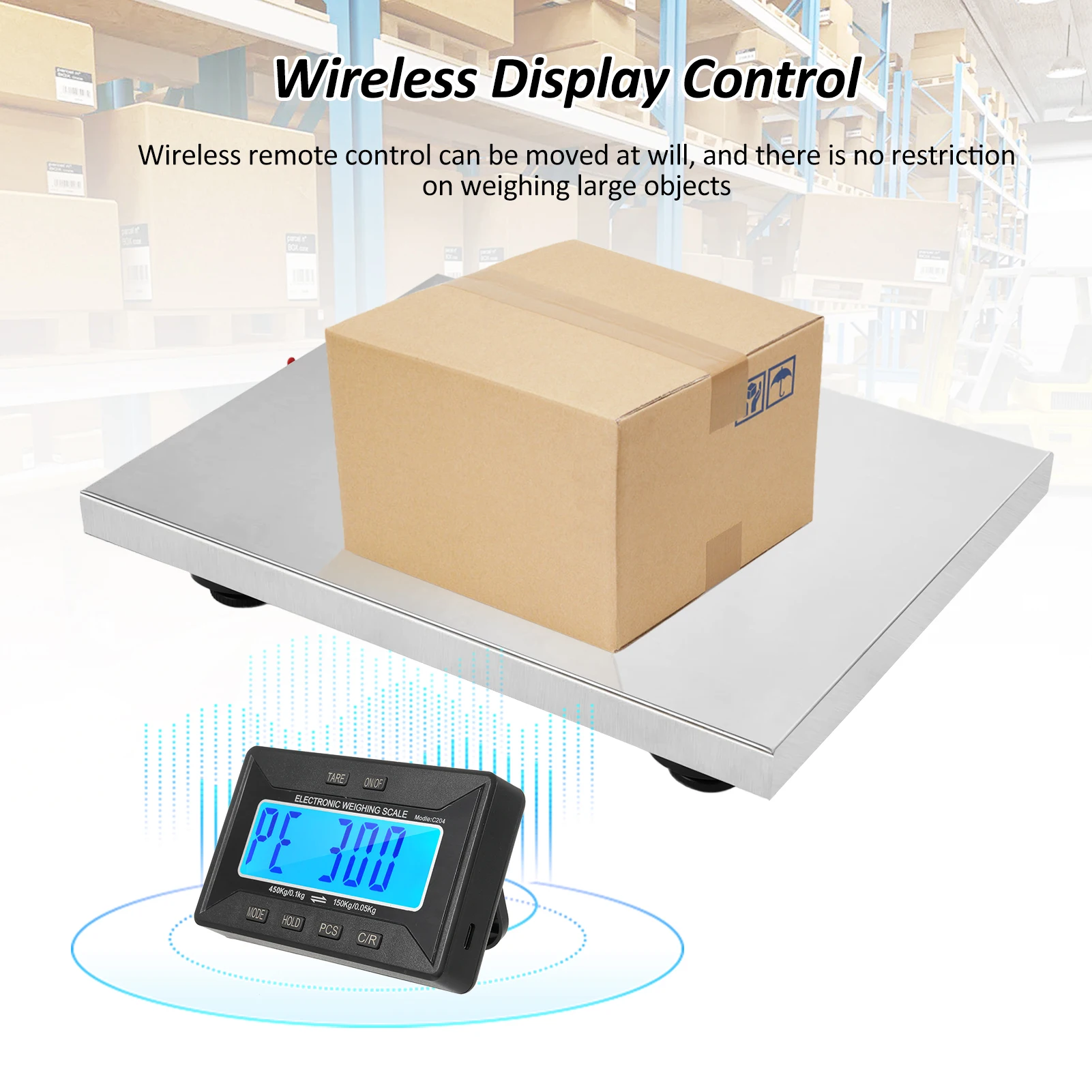 Shipping Scale 450kg/992lb Heavy Duty Postal Scale Stainless Steel with Wireless Displays/Tare/3 Units Digital Postage Scale