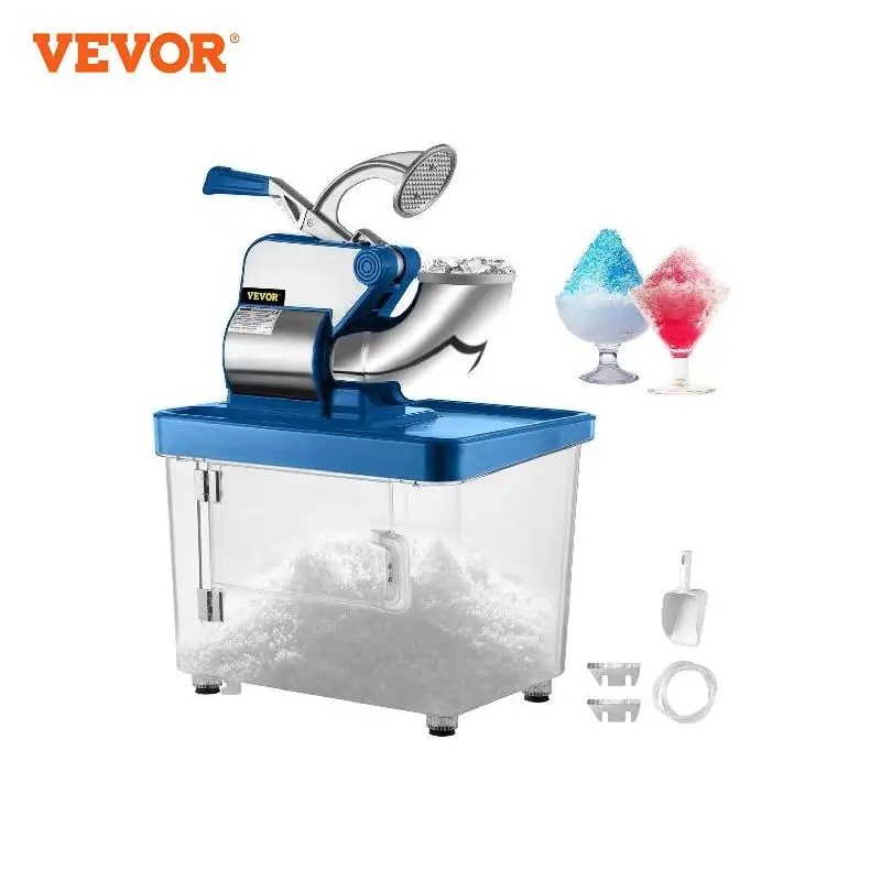 VEVOR Commercial Ice Crusher 300W Electric Snow Cone Machine with Dual Blades Stainless Steel Shaved Ice Machine for Family Bars