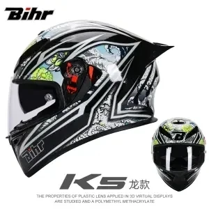 Bihr-オートバイ用のフルフェイスヘルメット,ダブルレンズ,モトクロス,軽量,ドット付き - AliExpress