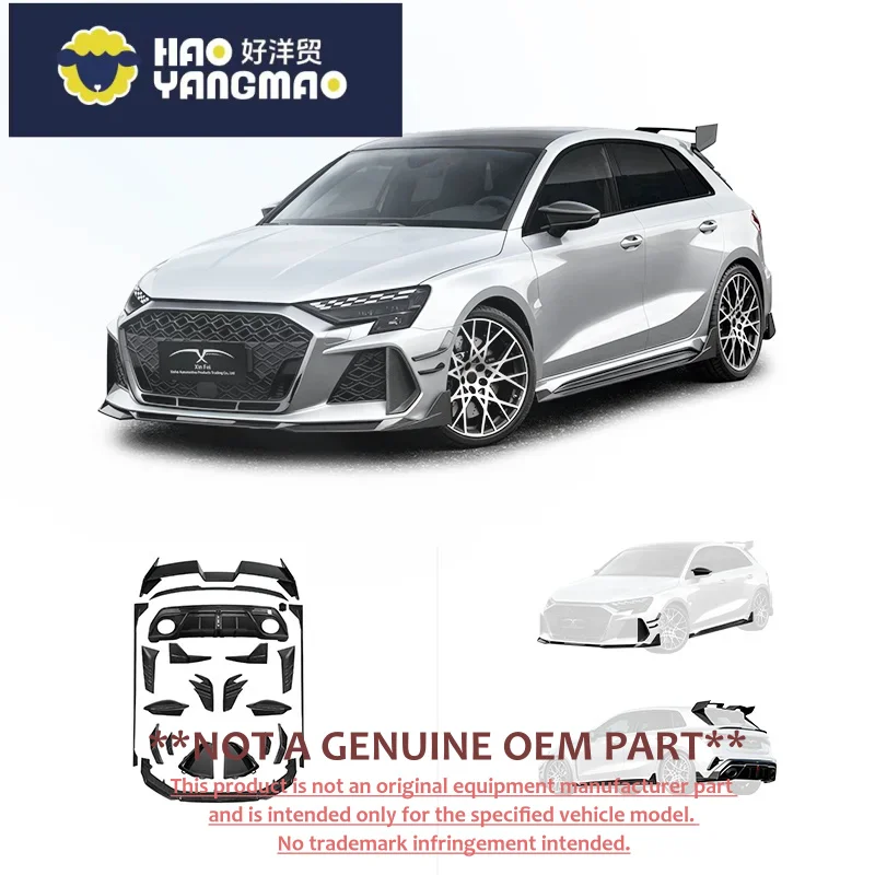 For Audi RS3 Upgrade Carbon Fiber Body Kit Car Bumpers Front Lip Side Skirt Rear Diffuser Rear Spoiler Decorative Accessories
