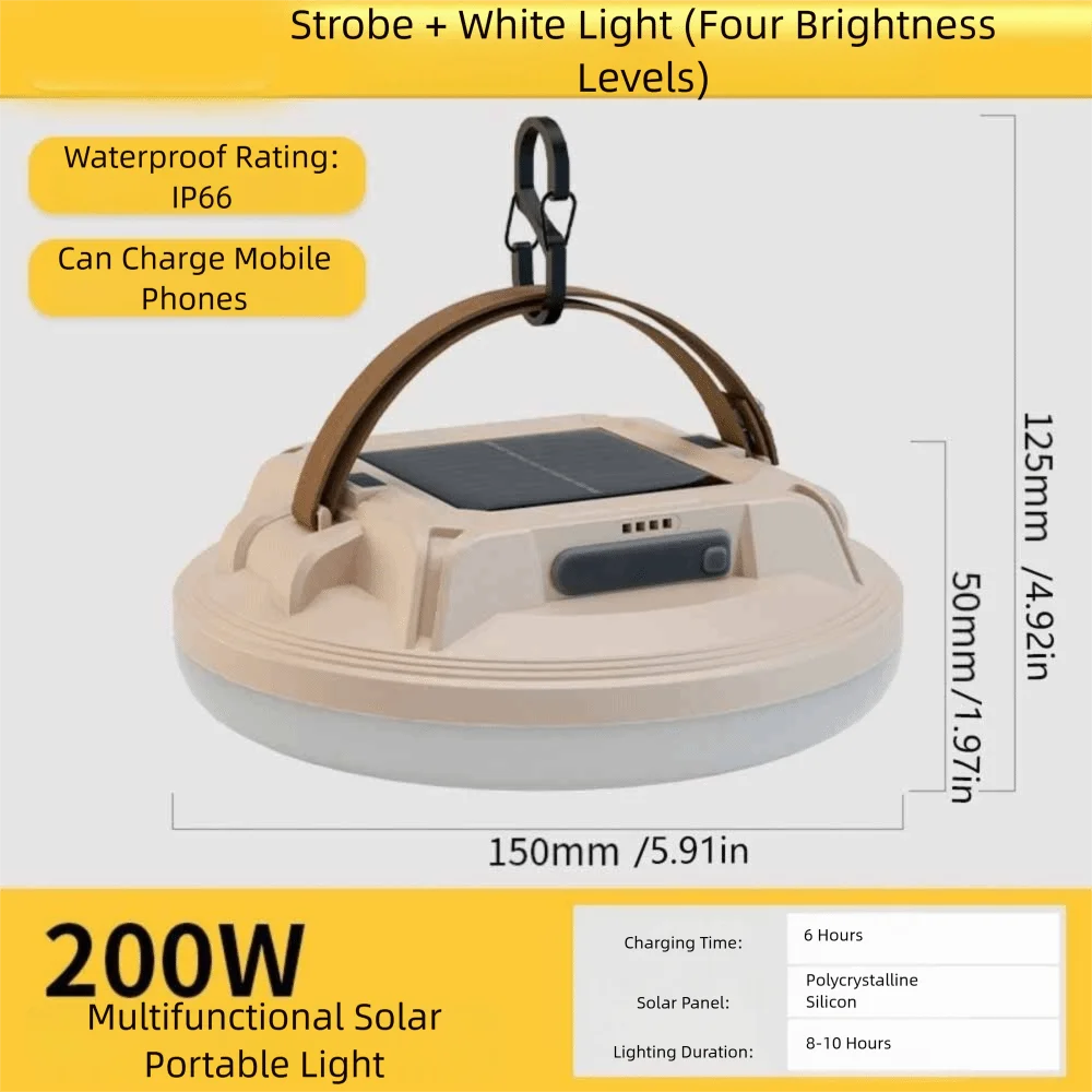 مصدر ضوء LED بالطاقة الشمسية LED ضوء التخييم معلق هوك بطارية قابلة للشحن أضواء خيمة معلقة IP66 مقاوم للماء شحن سريع