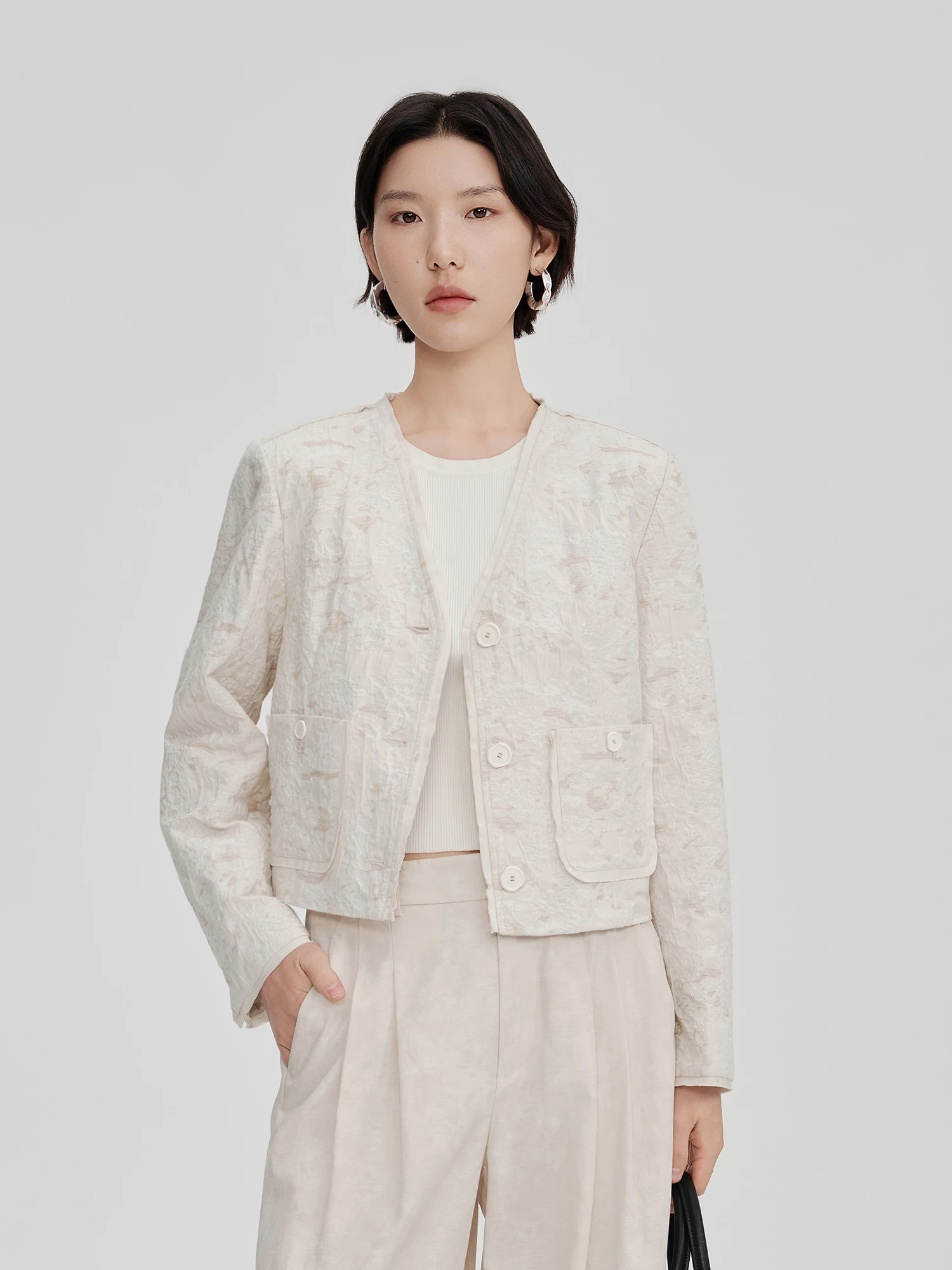 

Женская куртка Ele ort Jaet: приталенный крой, 3D-пошив, высокое качество, весенняя, дышащая, хлопковая, с вышивкой, отложной воротник