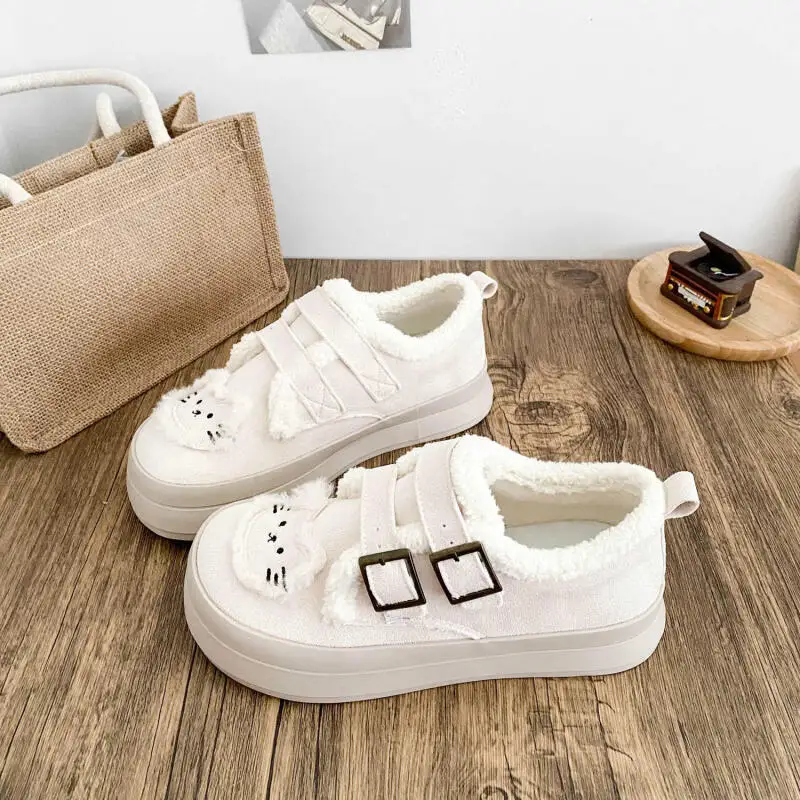 

Новые зимние ботинки Sanrio Hello Kitty на толстой подошве и плюшевые теплые зимние ботинки, милые хлопковые туфли на плоской подошве с героями мультфильмов для девочек, подарок к празднику другу