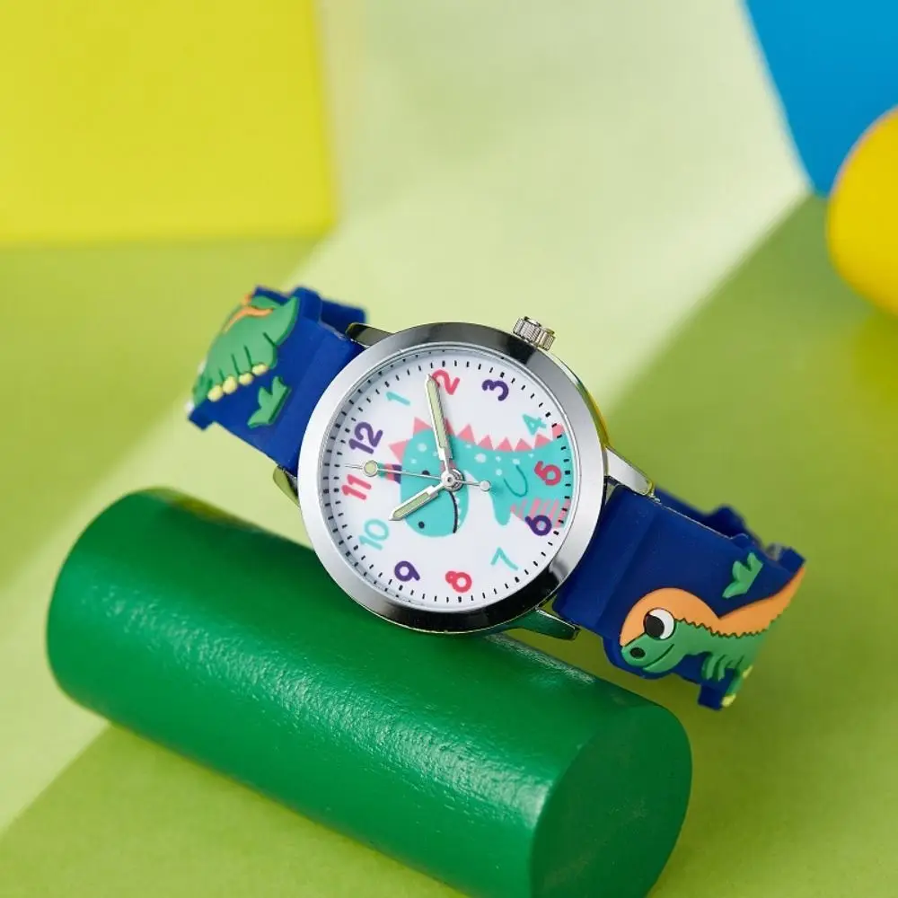 Creative PU Watchband Dinosaur Wristwatch Round Casual Quartz Watch Cartoon Cute Wrist Watch