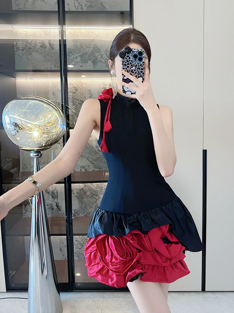 

Hebe Sle Color Blo Svel Dr Summer High Waist Ball Gown Polyester Fabric Floral 3D Print Ele Little Fraance...