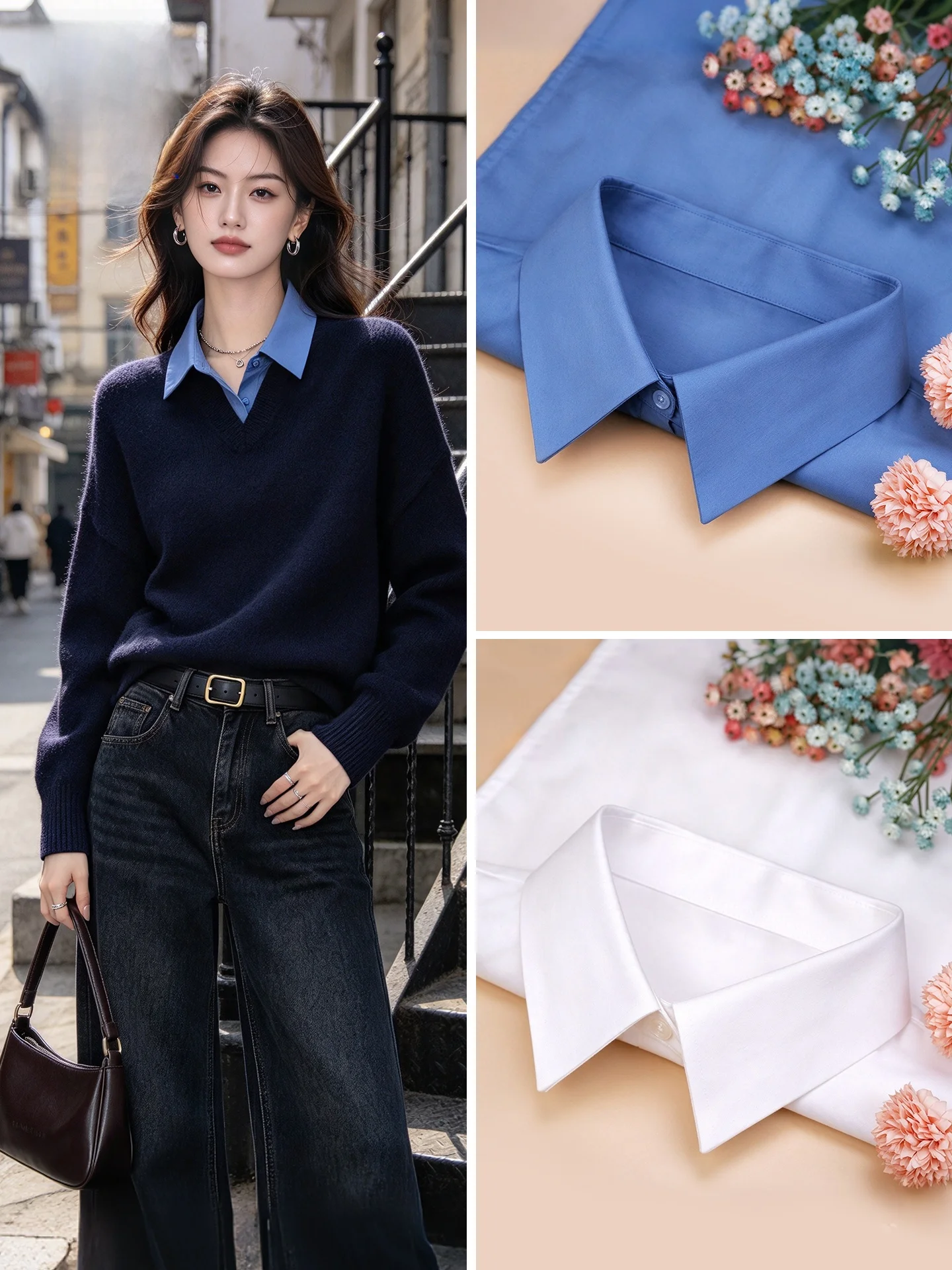 chemise-bleue-decontractee-et-tendance-faux-col-sous-vetement-pour-femme-ideal-pour-superposer-avec-un-pull-ou-un-sweat-shirt-col-de-chemise-fantome-pour-le-quotidien-et-les-deplacements