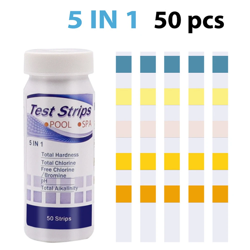 Swimming Pool Test Strips Papers Spa Testing Strips Kit Set PH Total Chlorine Free Chlorine Bromine Total Cyanuric Acid Hardness