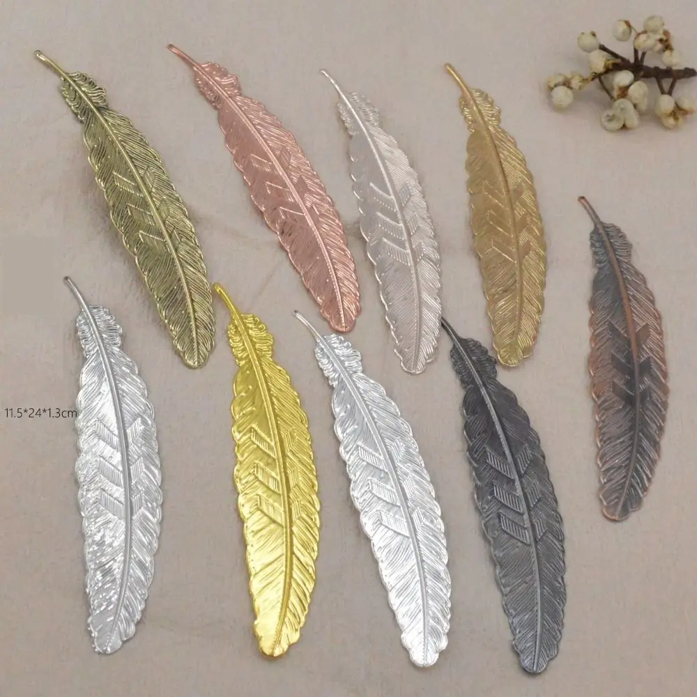 Metal Feather Bookmark Ins DIY Handmade Bookmark Creative Retro Feather Pendants Bookmark Photography Tools