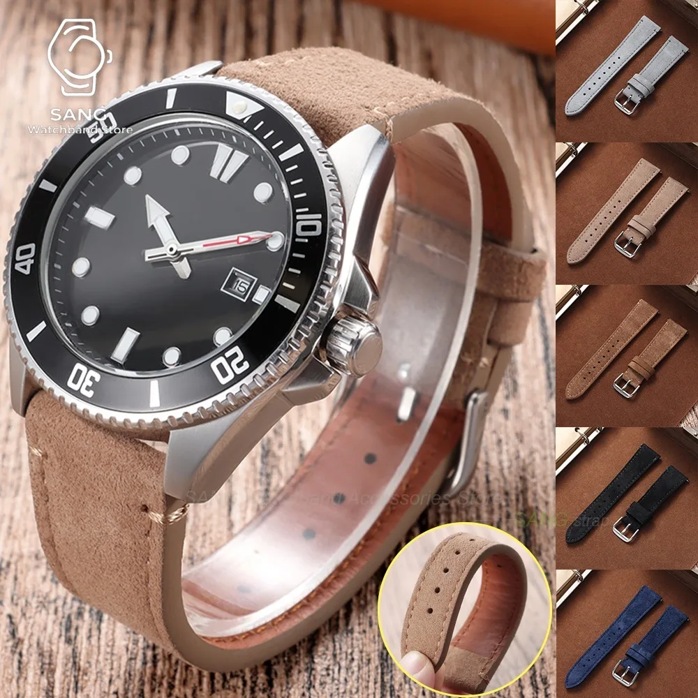 20mm 22mm Universal Men Women Vintage Suede Leather Watch Bands Quick Release Cowhide Watch Strap Bracelet Replacement Wristband