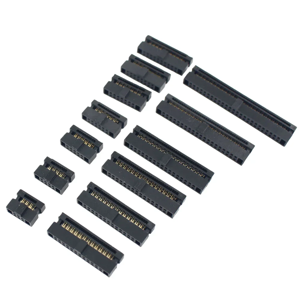 50pcs 1.27mm FC 6 8 10 12 14 16 20 24 26 30 34 40 50 Pin IDC Female Header Socket Connector For 0.635mm Pitch Flat Cable 10P 14P