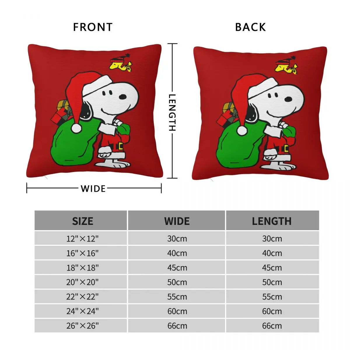 الفول السوداني سنوبي وودستوك عيد الميلاد المخدة قماش مطبوع غطاء الوسادة هدية كيس وسادة غطاء غرفة نوم دروبشيبينغ 40X40cm