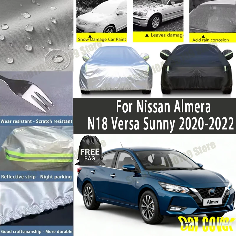 

For Nissan Almera N18 Versa Sunny 2020-2022 car cover Winter Summer Snowproof Dustproof Shield, Waterproof Sunproof Auto