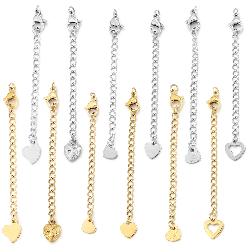 5–10 Stück Edelstahl-Verlängerungsketten mit Karabinerverschlüssen, Schwanzketten-Verbinder für die Schmuckherstellung, DIY-Armbänder, Halsketten – Detail 3