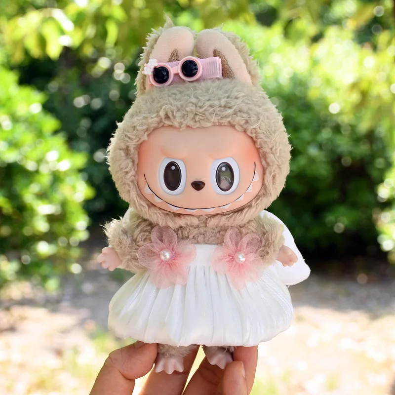 

Labubu 15cm/17cm Doll Clothing Labubu Sitting Party Series Angel Wings Half Skirt Hair Clip LABUBU Cute Baby Clothes