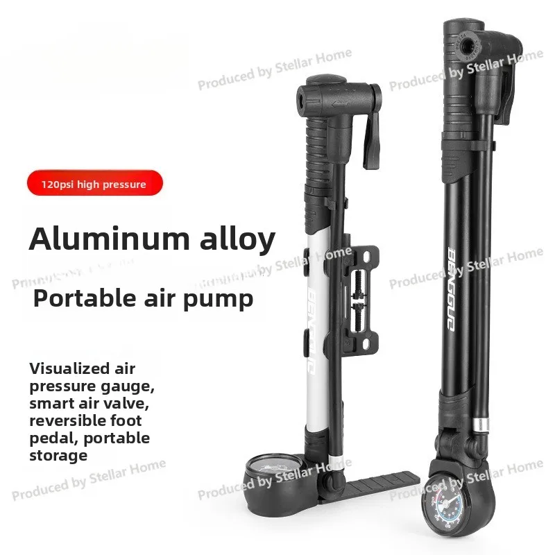 Bicycle Pump Bicycle Carrying Meter High-pressure Flip Foot Pedal Inflator Bounce Fruit Riding Accessories