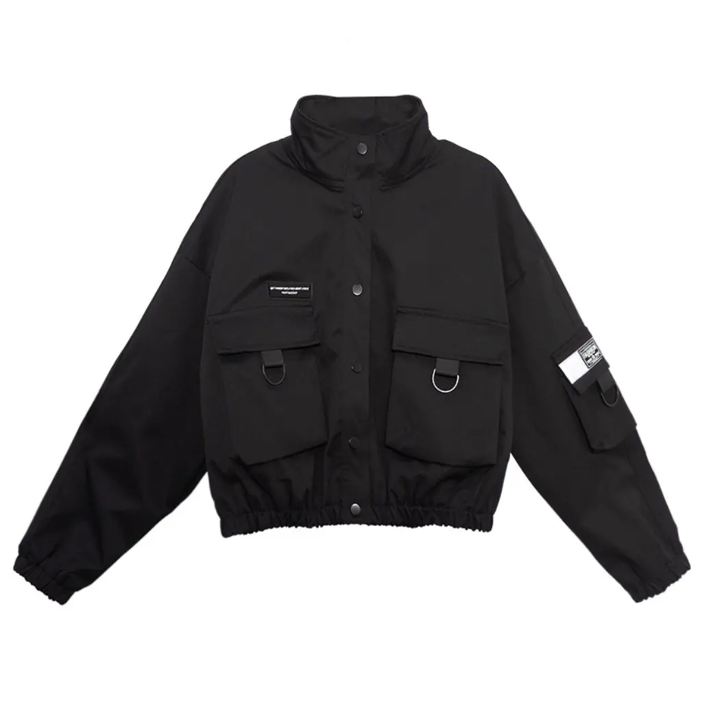 

Women's Stand Collar Jacket European American Style Autumn Winter Trendy Cool Short Coat Loose Fashion Top for Ladies