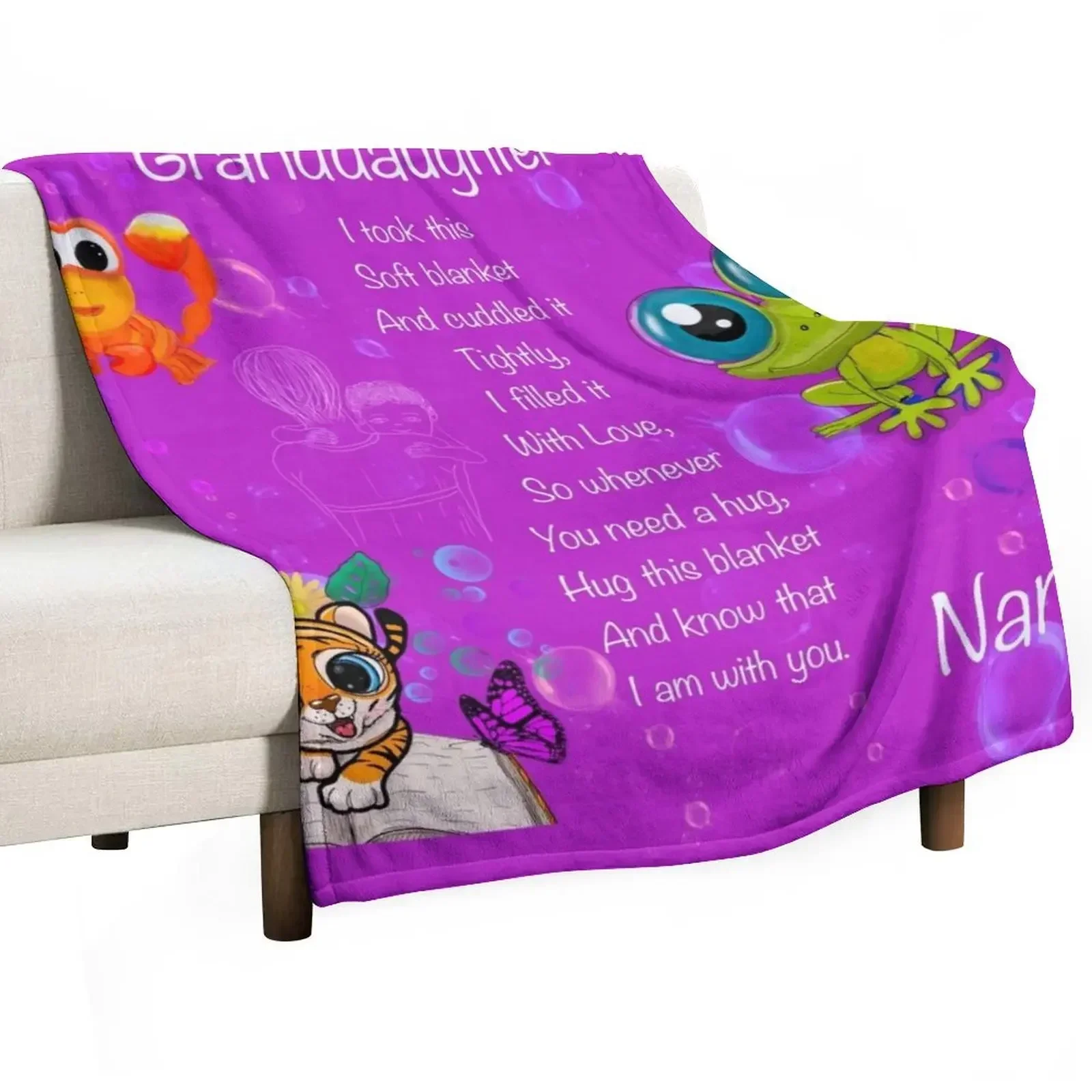 To Granddaughter, love from Nanna, cuddle blanket Throw Blanket Blankets For Baby Hairy warm winter Multi-Purpose Blankets