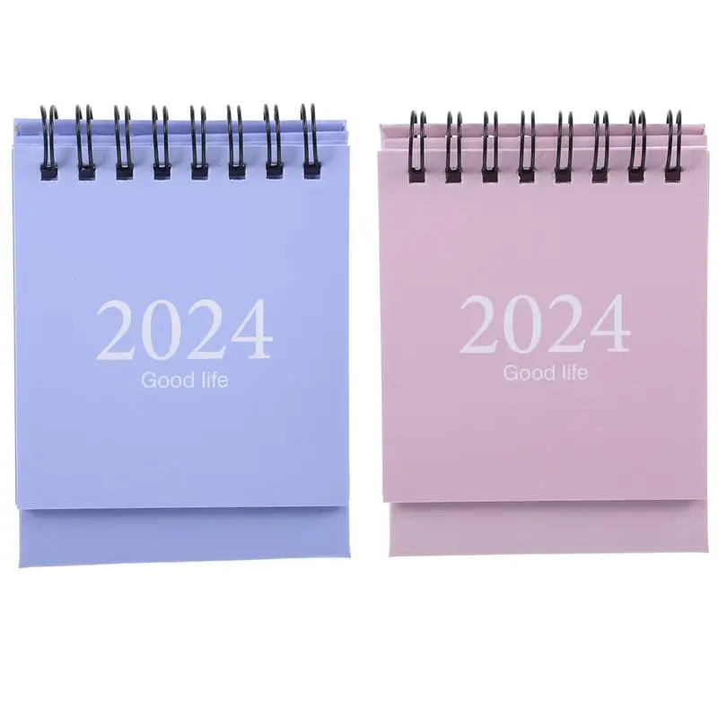 

2Pcs Mini Desk Calendar 2024 Year Table Mini Calendar Decorative Tabletop Flip Schedule Monthly Calendar For Home Office School