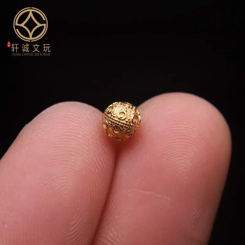 Original Genuine Gold Plated Round Waist Spacer Beads Handmade Stringing Knotting DIY Scholar Bracelet Necklace Craft Accessory