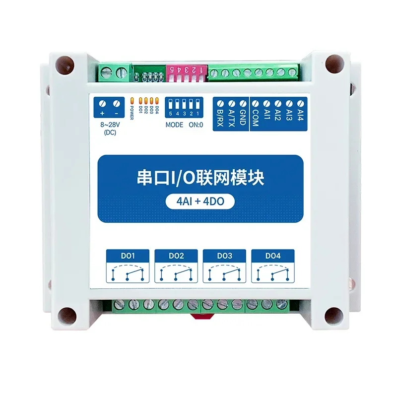 

RS485 ModBus RTU I/O Network Modules with Serial Port CDSENET MA01-XACX0440 for PLC 4AI+ADO 4 Switch Output Watchdog