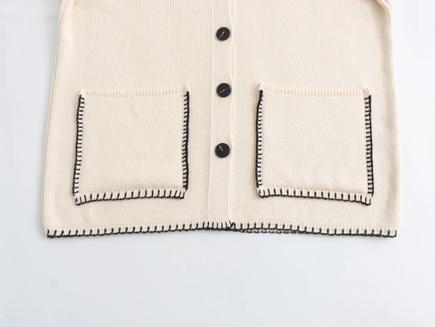 Jenny&Dave Colors Pockets Cardigans Sweaters Fashion Contrasting Nordic Minimalism Knitted Jacket Women Tops