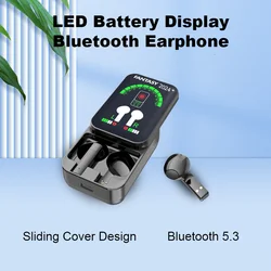 Sliding Cover Design Bluetooth Earphone In Ear Style Light Weight Power Display Long Battery Life Listen Music Play Game Headset