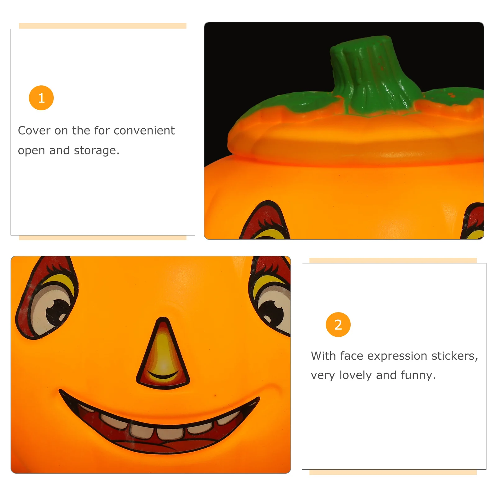 

2Pcs Pumpkin Candy Holder Halloween Bucket Plastic Pumpkin Pail Trick Treat Party Use Halloween Candy Bucket